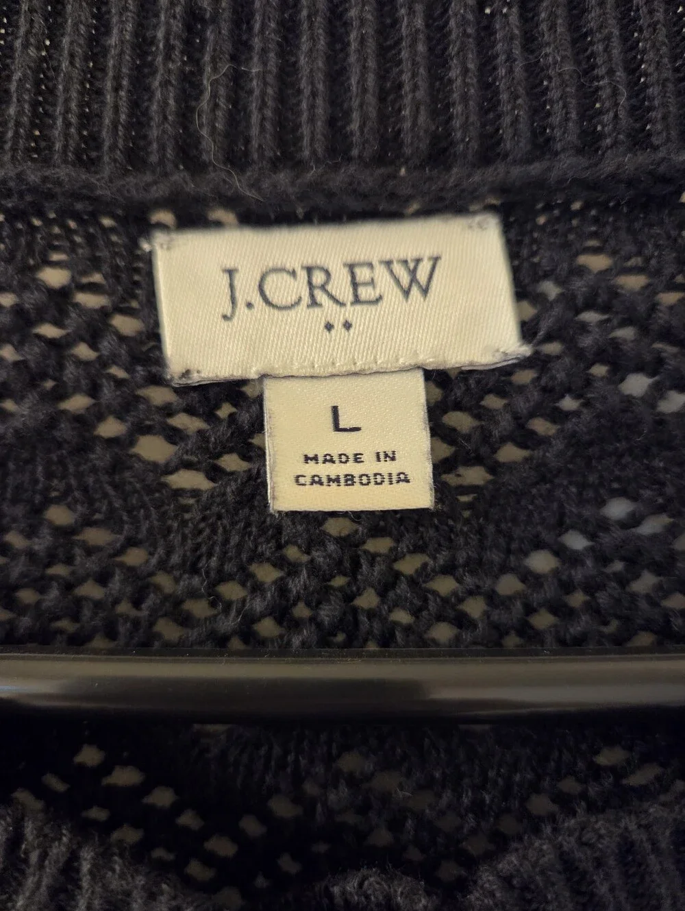 J. Crew Black Scalloped Edge Pointelle Cardigan. Size L